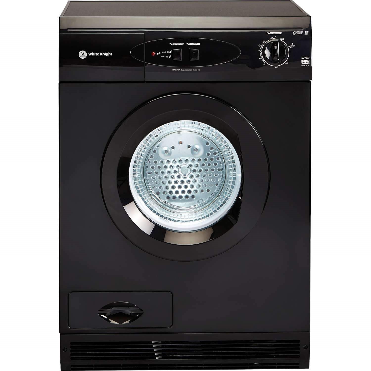 White Knight C77AB 7kg Condenser Tumble Dryer Black Appliances Direct